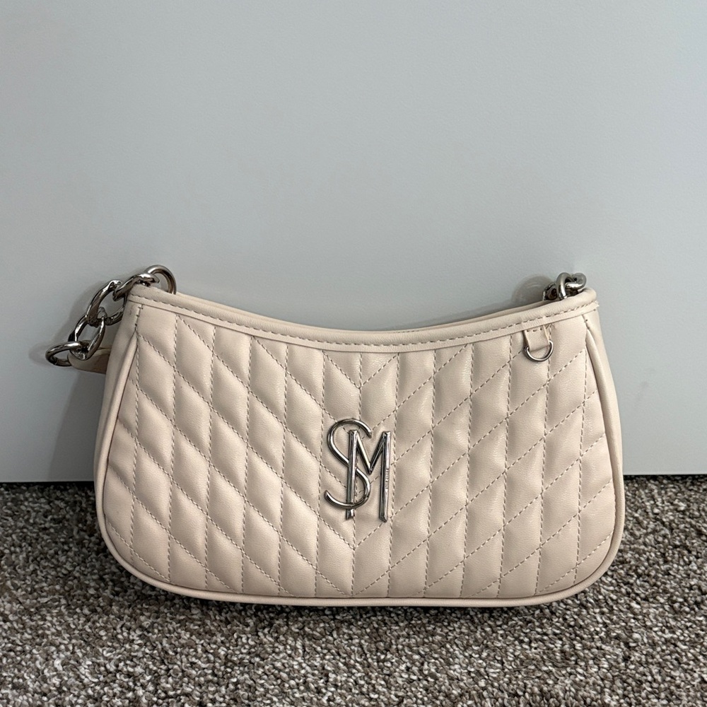 Steve Madden Cream Quilted Shoulder Bag